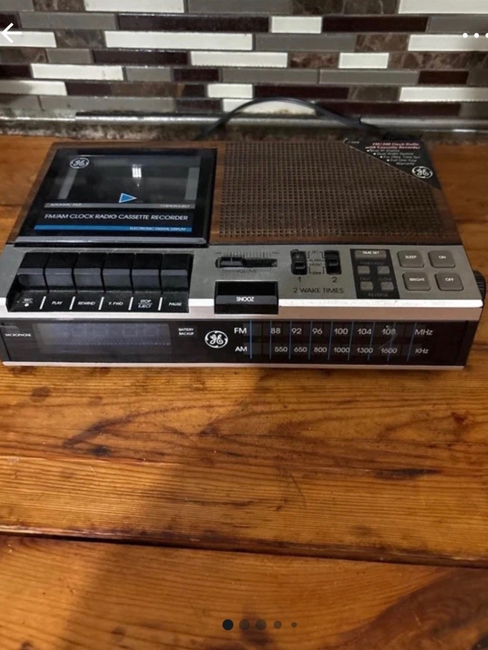 Vintage AM/FM Clock Radio Cassette Recorder - Brown/Black